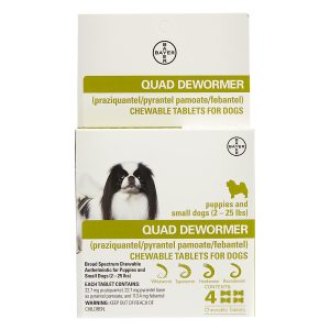 Bayer Quad Dewormer Chewable Tablets for Small Dogs