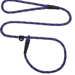 Mendota Pet Slip Leash - Dog Lead and Collar Combo - Made in The USA - Black Ice Purple, 1/2 in x 6 ft - for Large Breeds